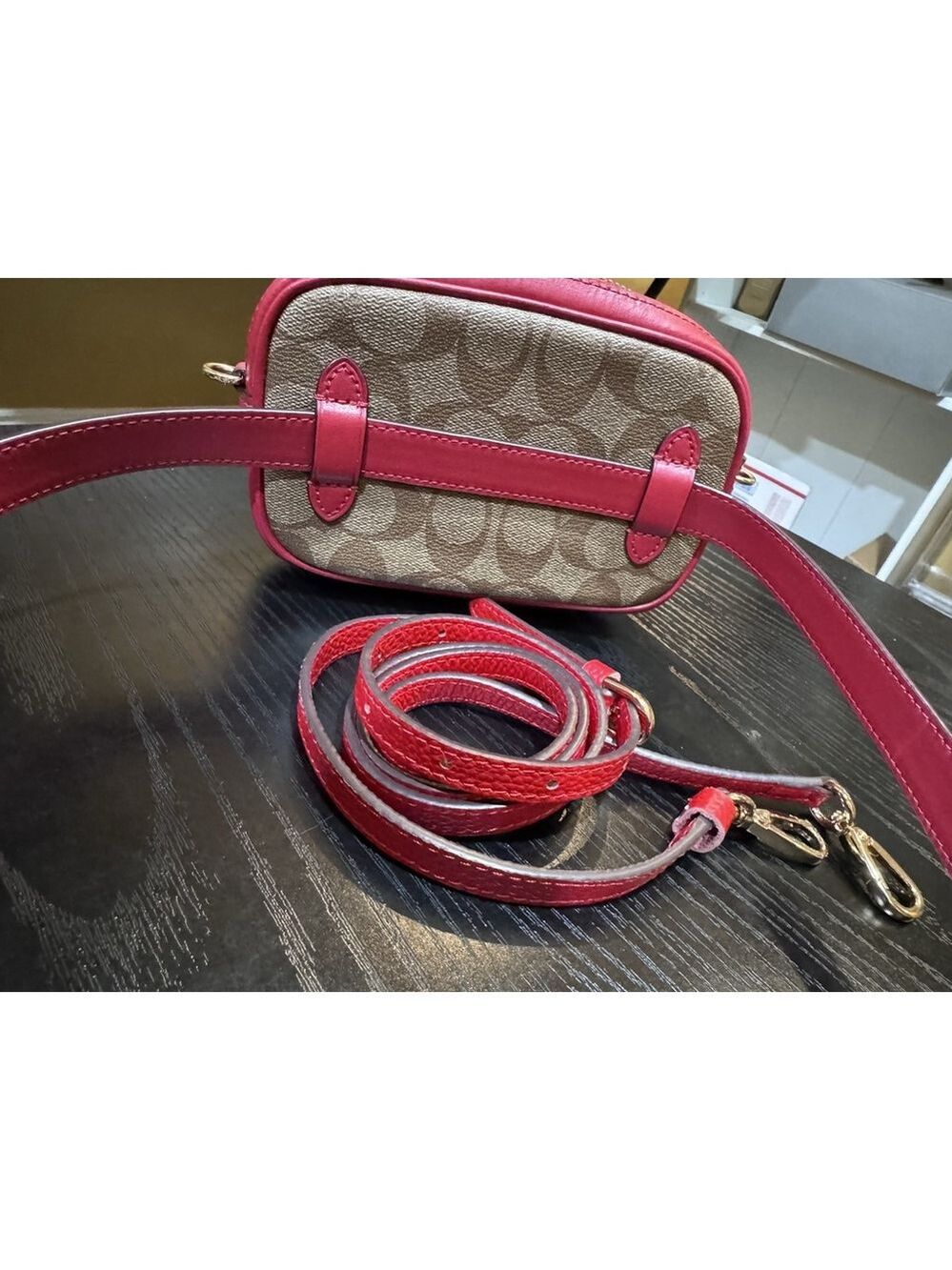 Coach Convertible Belt Bag in Signature Canvas Red - Picture 7 of 12